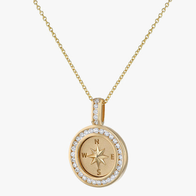Compass Diamond Pendant Necklace - 18K Gold | VS Clarity Natural Diamonds