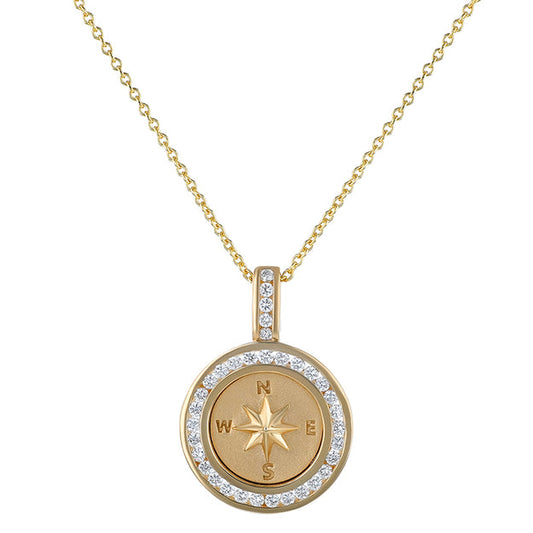 Compass Diamond Pendant Necklace - 18K Gold | VS Clarity Natural Diamonds
